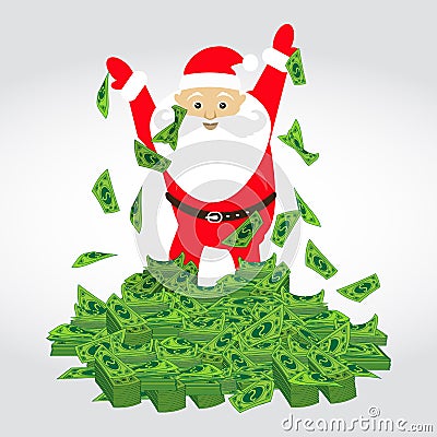 Dolar. a bunch of mountain money Santa Claus Stock Photo