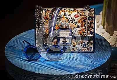 Dolce & Gabbana small woman bag colorfully colored Editorial Stock Photo