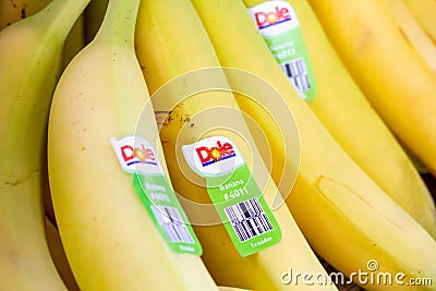 Dole bananas at the market Editorial Stock Photo