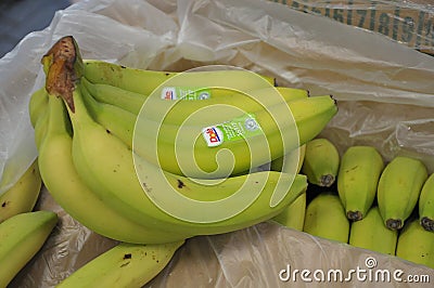 DOLE MARKED BANANS FRUIT ONS ALE IN COPENHAGEN Editorial Stock Photo