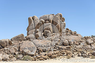 Dolerite big boulder butte in desert, near Hobas, Namibia Stock Photo