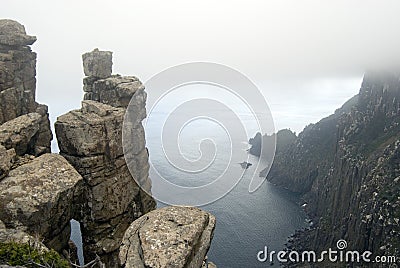 Dolerite Cliffs Cape Pillar Stock Photo