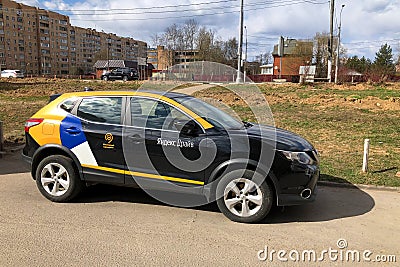 Car of Moscow carsharing company Yandex-Drive parked on the road due to work ban Editorial Stock Photo