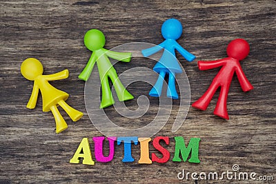 Doll children background design with autism word Stock Photo