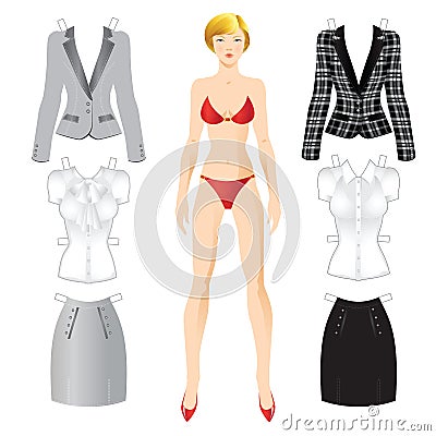 Doll with clothes. Vector Illustration