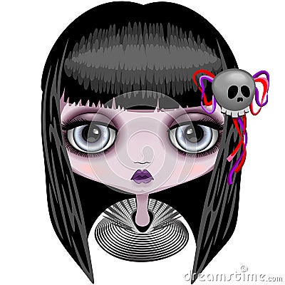 Doll Creepy Halloween Cute Face Vector Illustration