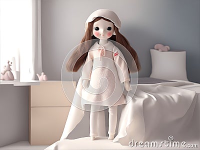 A doll in a dollhouse. Generated by AI. Stock Photo