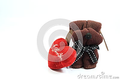 Doll have Heart of Love Side by side. with space Stock Photo