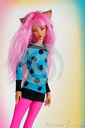 Doll with pink hair Stock Photo