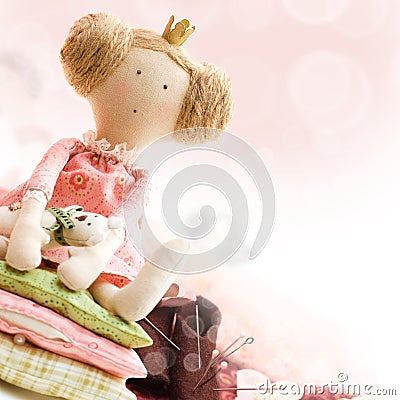 Doll princess, textile and sewing accessory Stock Photo