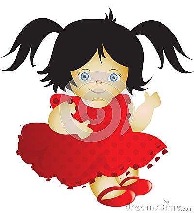 Doll in a red dress Vector Illustration