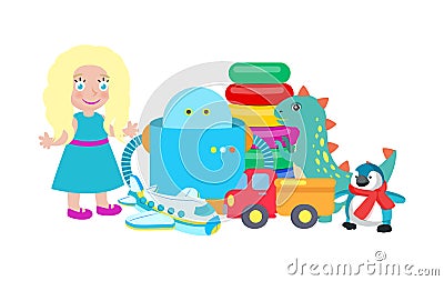 Doll and Robot Set of Toys Vector Illustration Vector Illustration