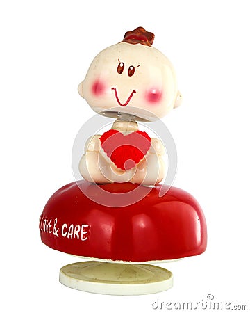 Doll toy with red heart Stock Photo