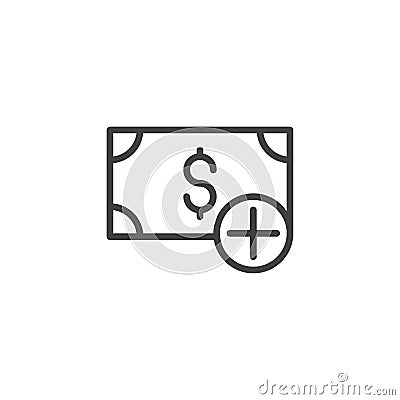 Dollar add outline icon Vector Illustration