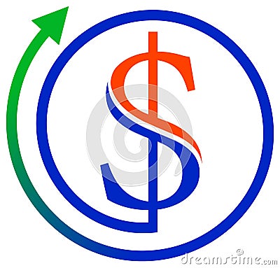 Dollar with arrow Vector Illustration