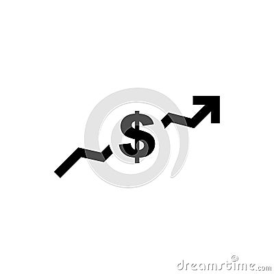 Dollar, arrow indicates a price increase, icon vector Vector Illustration