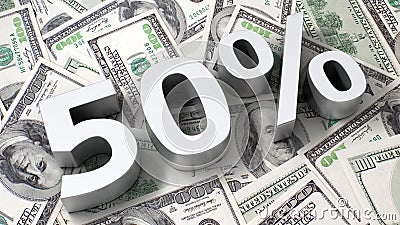 50% on the dollar background Stock Photo