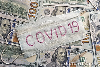 100 dollar banknote. Coronavirus in United States. Concept quarantine and recession. Global economy hit by corona virus outbreak Stock Photo