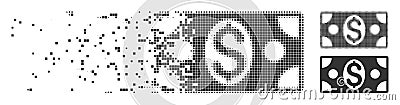 Dollar Banknote Dispersed Pixel Icon Vector Illustration