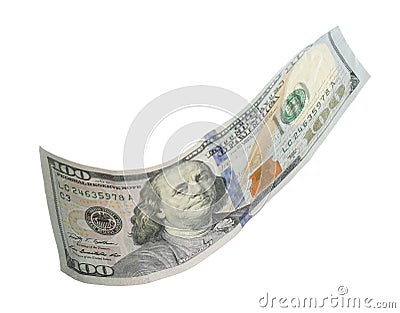 Dollar banknote isolated. Flying money Stock Photo