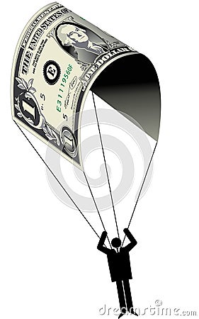 Dollar bill parachute Vector Illustration