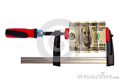 Dollar Bill Pinched In Clamp Stock Photo