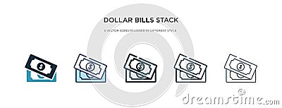 Dollar bills stack icon in different style vector illustration. two colored and black dollar bills stack vector icons designed in Vector Illustration