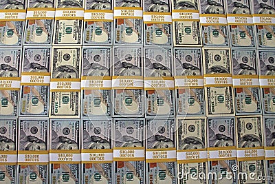 $100 dollar bills stacks - stacks of money on the table Stock Photo