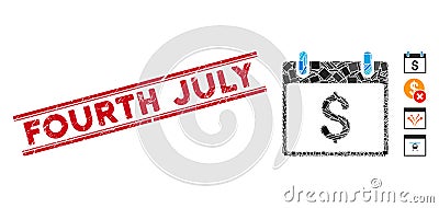 Dollar Calendar Day Mosaic and Distress Fourth July Watermark with Lines Vector Illustration