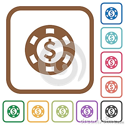 Dollar casino chip simple icons Stock Photo