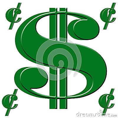 Dollar and cent sign Stock Photo