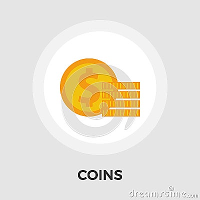 Dollar coin flat icon Vector Illustration