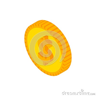 Dollar Coin Isometric Object Vector Illustration