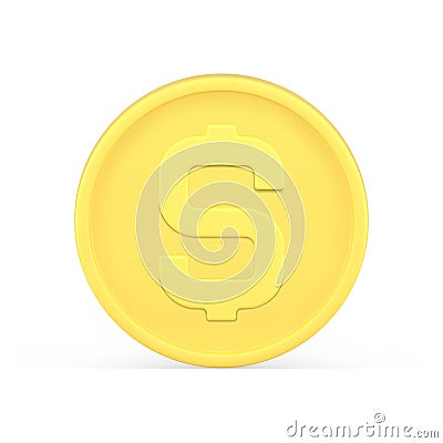 Dollar coin yellow circle realistic 3d icon front view vector banking financial economy symbol Vector Illustration