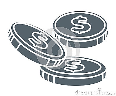 Dollar coins financial profit and economic benefit vector Vector Illustration