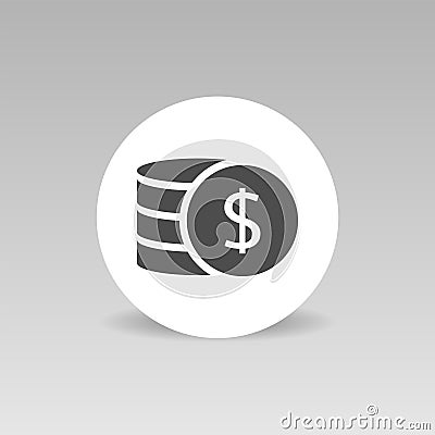 Dollar coins vector icon Payment income salary bonus Vector Illustration