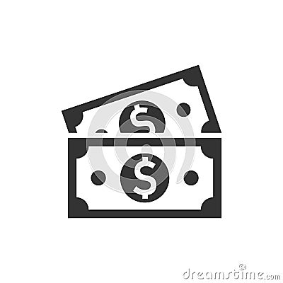 Dollar currency banknote icon in flat style. Dollar cash vector Vector Illustration