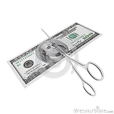 Dollar cut with scissors Stock Photo