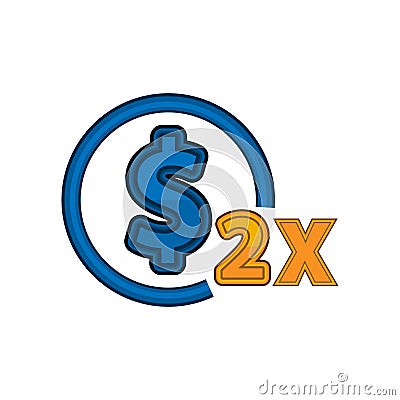 Dollar doubled icon. illustrations increase revenue doubled Vector Illustration