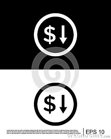 Dollar, down, finance icon Vector Illustration