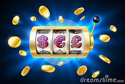 Dollar, Euro and Pound currency symbols on slot machine Vector Illustration