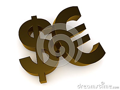 Dollar and Euro signs Cartoon Illustration