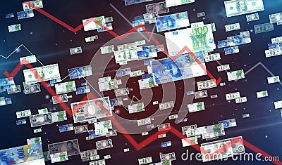 Money banknotes on globe background Cartoon Illustration