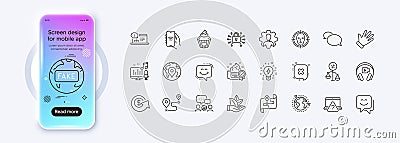 Dollar exchange, Outsourcing and Face detect line icons for web app. Pictogram icon Vector Vector Illustration