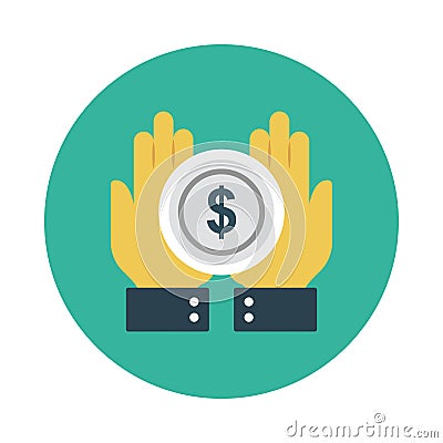 Dollar flat vector icon Vector Illustration