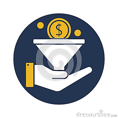 Dollar funnel flat vector icon which can easily modify or edit Vector Illustration