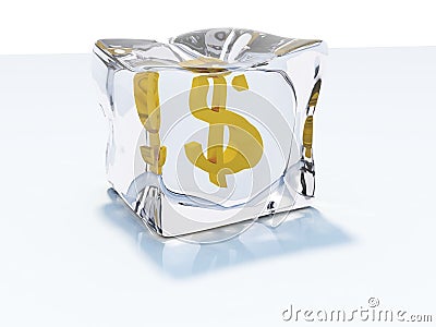 Dollar in the ice cube Stock Photo