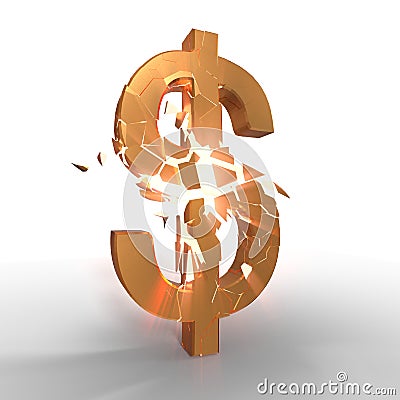 Dollar icon exploiting, 3d illustration Stock Photo