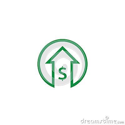 dollar increase icon. Money symbol with arrow stretching rising up. Business cost sale icon. vector illustration Vector Illustration