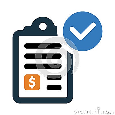 dollar, loan, bills paid statement icon Vector Illustration